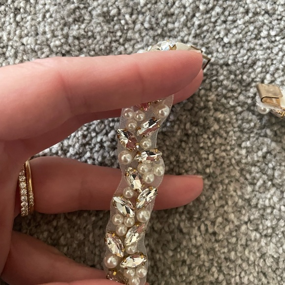Rhinestone and Pearl Wedding Bridesmaid Bride Belt 34” with Clasp - Picture 6 of 6